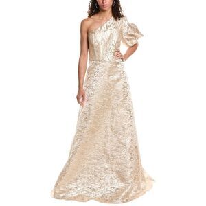 Rene Ruiz Womens Brocade Gown, Gold